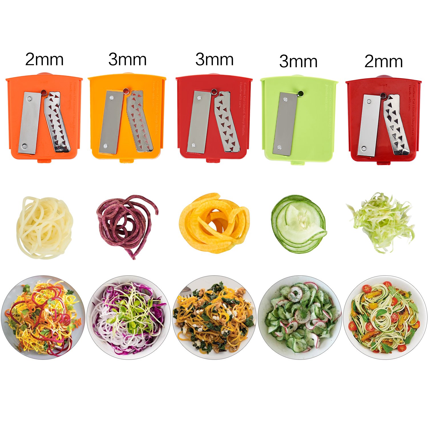 Spiralizer Vegetable Slicer - 5-Blade Veggie Spiral Slicer with Powerful Suction Base, Fit Kitchen Veggie Pasta Salad Creations, Cut and Shred Zucchini Zoodles, Cucumbers, Onions, BPA Free