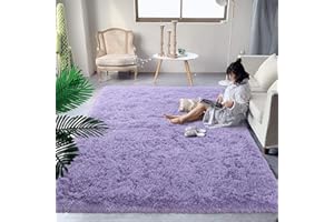 DweIke Fluffy Rug Carpet for Bedroom Living Room, 4x6 Feet Lavender Purple Area Rugs for Boys Kids Girls Bedroom Decor, Soft Shaggy Plush Cute Floor Rug for Baby Nursery, Non-Slip and Washable Rug