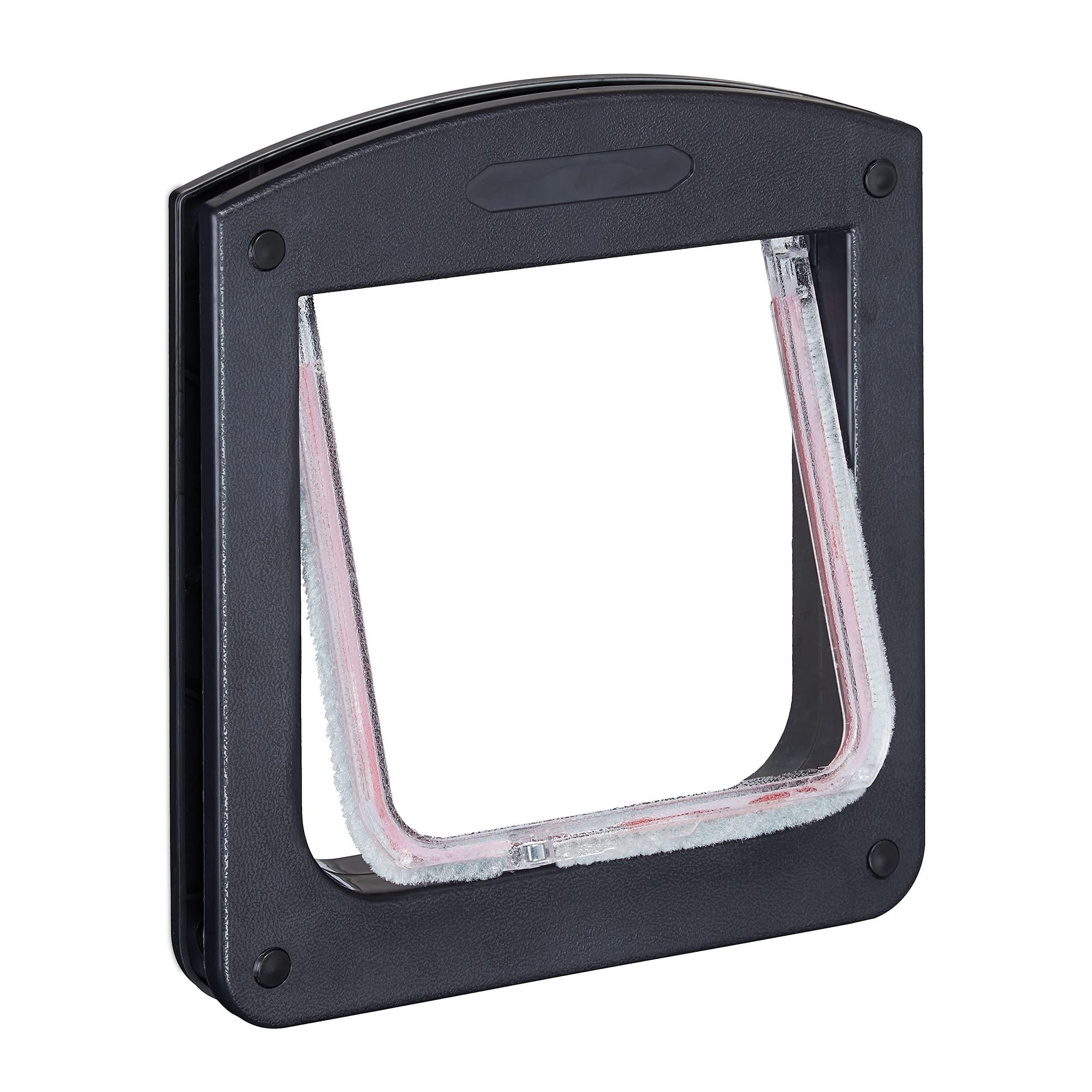 Relaxdays Pet Door, 4-Way Flap for Cats & Small Dogs, Magnetic, Lockable, H x D 22x20 cm, Black