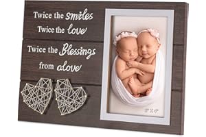 Yakucho Twins Baby Picture Frame Gift for Baby Shower Parents New Mom Dad, Photo Frame Gifts for Friend Daughter
