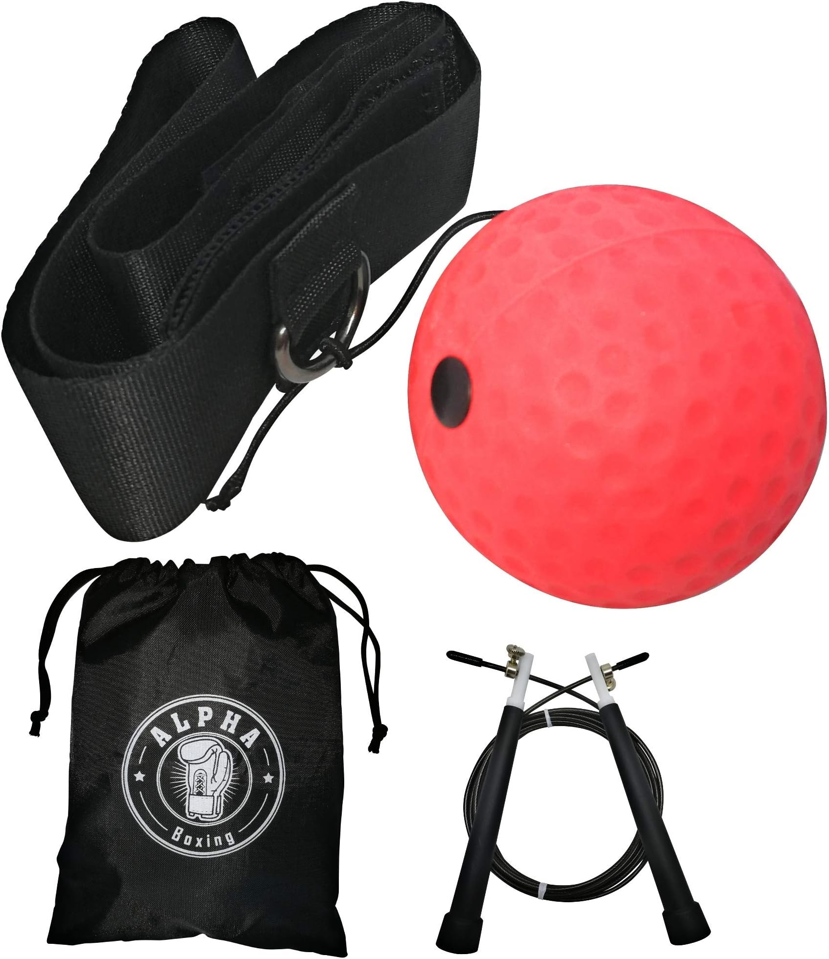 Boxing Reflex Ball 2.0 by Alpha Boxing | Speed Training for MMA Boxing | Includes Skipping Rope for Fitness | Improves Accuracy Hand Eye Coordination Speed Agility Timing & Reactions