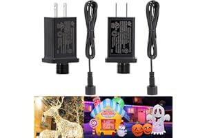 MAJHULLA 2 Pcs Replacement Yard Inflatable Adapter, LED Transformer 1A 12V Class 2 Power Supply Low Voltage for Christmas String Lights Decorations with 2M Long IP44 Water Resistance Line Transformer Plug
