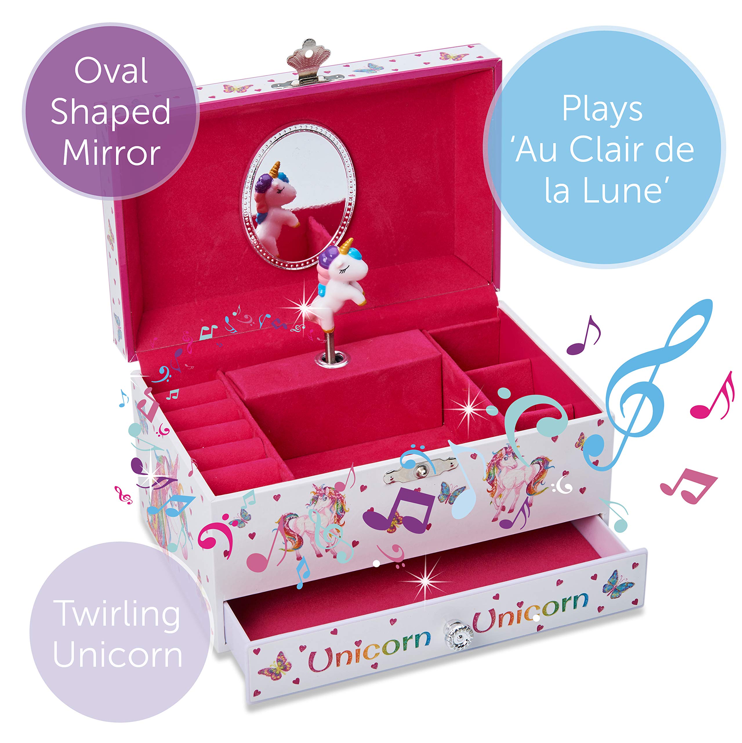 Lucy Locket Magical Unicorn Musical Jewelry Box for Children Pink