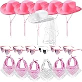 6 Sets Cowgirl Bachelorette Party Decorations Bulk Bride Cowboy Hat Rhinestone Bandana Heart Glasses for Last Disco