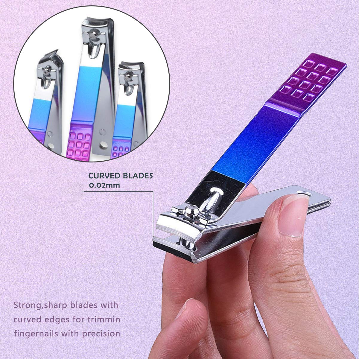 Nail Clippers Set Manicure Pedicure Kit Stainless Steel Beauty Tools Fingernail File Toenail Cutters Trimmers for Men & Women 15 in 1 with Portable Case : Beauty