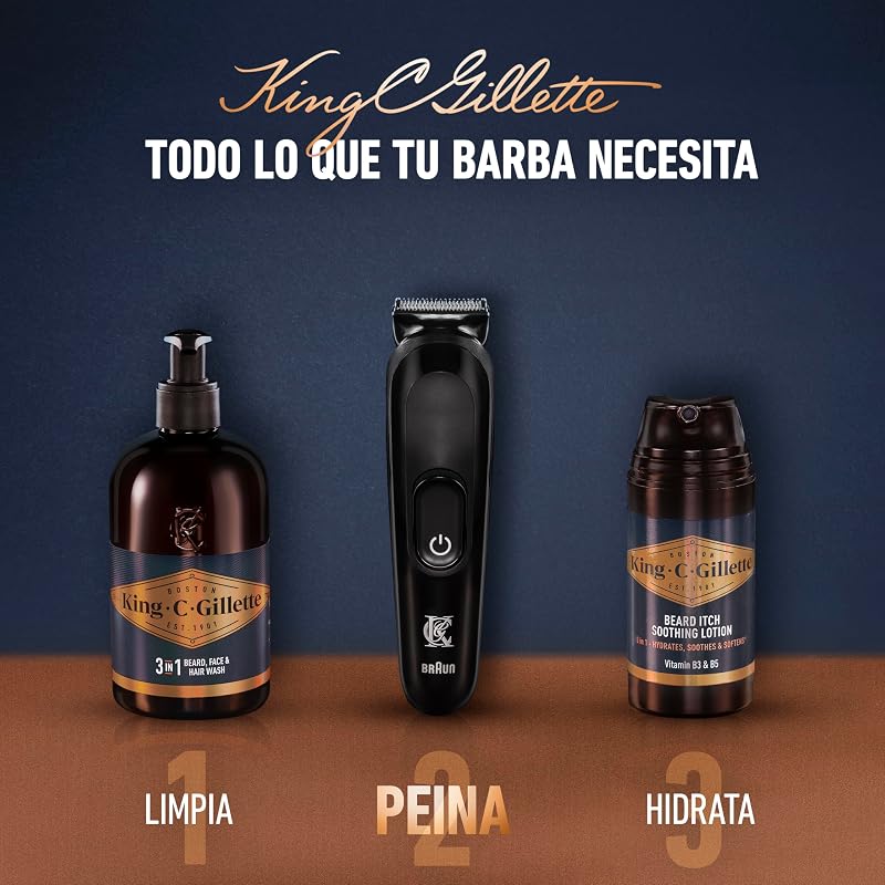 Aparador de barba masculino, aparador de cabelo 3 em 1 com 5 pentes laváveis, escova de limpeza, capa e carregador, aparador sem fios com lâmina afiada para a vida toda a vida