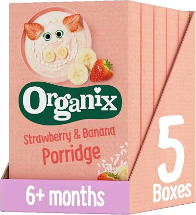 Organix Strawberry & Banana Organic Baby Porridge 6+ Months 120 g Pack of 5