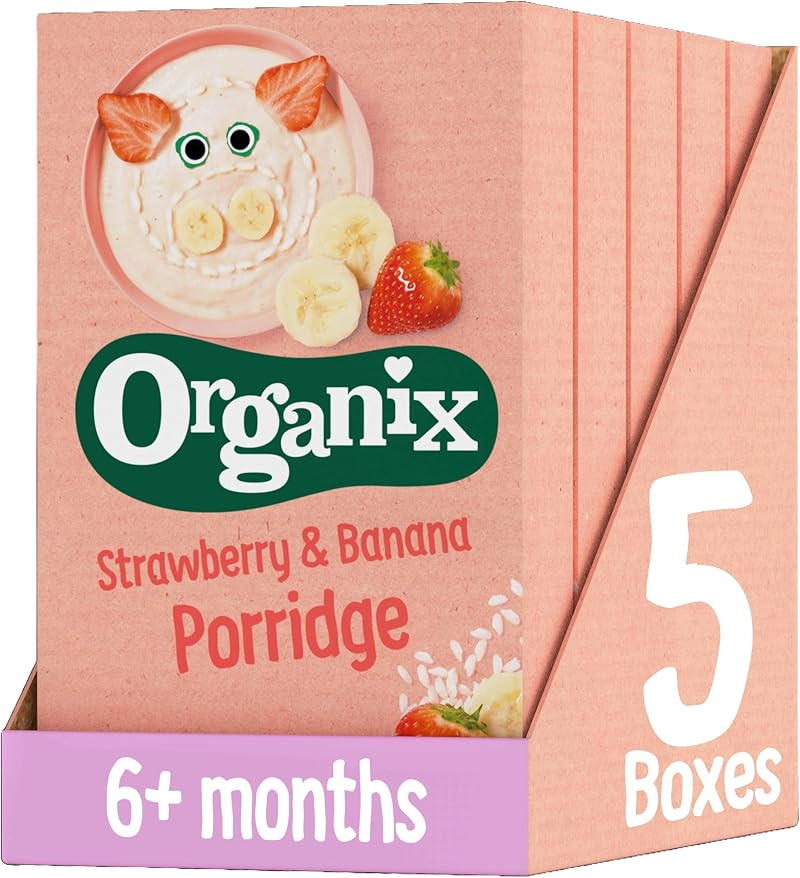 Organix Strawberry & Banana Organic Baby Porridge 6+ Months 120 g Pack of 5
