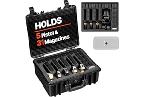VEVOR Hard Pistol Case, Heavy Duty Hard Gun Case with XPE Foam Lining, Waterproof Pistol Storage Box with Customizable Interi