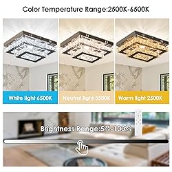 Finktonglan Crystal LED Ceiling Light Modern