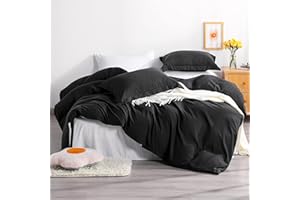 NTBAY Twin Duvet Cover Set, 1 Duvet Cover and 1 Pillow Sham, Soft Brushed Microfiber Comforter Cover for Kids with Zipper Closure, Black