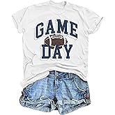 Football Shirts for Women Game Day T Shirts Football Outfits Funny Graphic Tee Casual Short Sleeve Tee Shirts