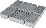 Homsorout Pack of 6 Drawer Organisers Foldable Storage Box Grey