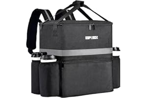 ESPXBOX Food Delivery Backpack with 4 Cup Holder, Insulated Pizza Delivery Bag for Delivery Bike, Large Leakproof Delivery Bags for Hot/Cold Food for Uber Eats, Doordash, Postmates（Black）