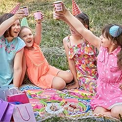 OBUSATT 100 Pcs Pink Camping Party Supplies Paper
