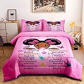 GRAT TIOC Black Girl Magic Comforter Set Twin for Kids Teens Toddler,Black Girl Bedding Set,African American Inspirational Quotes Comforter Set