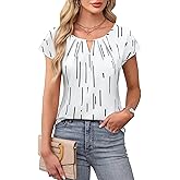 Blooming Jelly Womens Dressy Business Casual Tops Work Trendy Short Sleeve Shirts Summer Cute Pleated Blouses