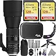 Tamron SP 150-600mm F/5-6.3 Di VC USD G2 Lens for Canon DSLR Cameras with SanDisk 128GB SD Cards & Altura Photo Complete Accessory and Travel Bundle
