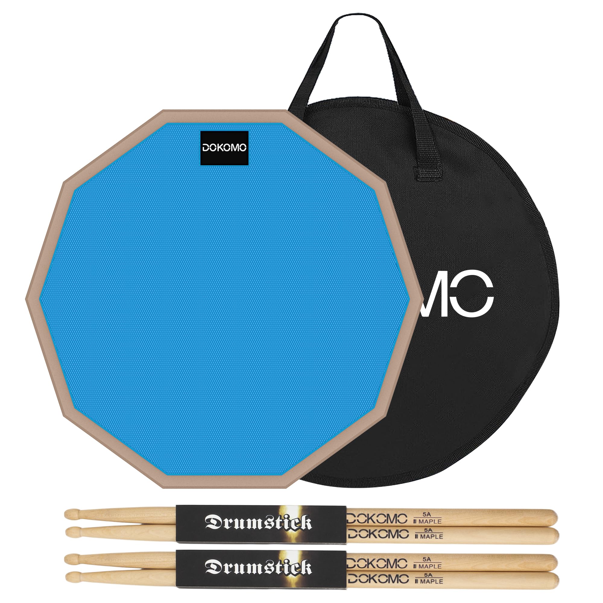 Drum Practice Pad, 12-Inch Silent Drum Pad Set with