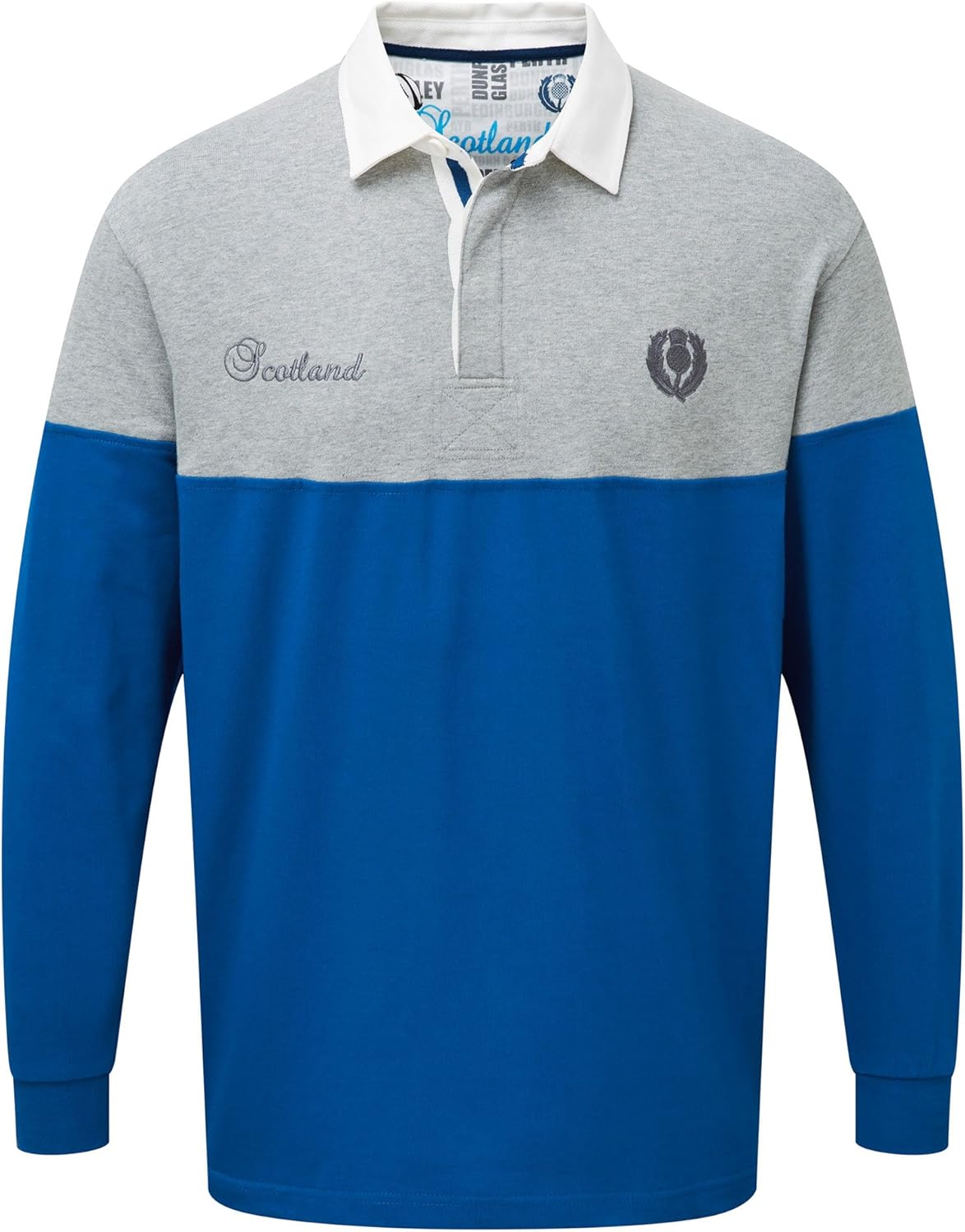 Cotton Traders Men Long Sleeve Classic Rugby Shirt - Scotland Size S Blue at Amazon Menâs 