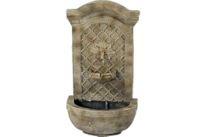Sunnydaze 31" Outdoor Wall Water Fountain with Pump - Florentine Stone - Rosette - Electric