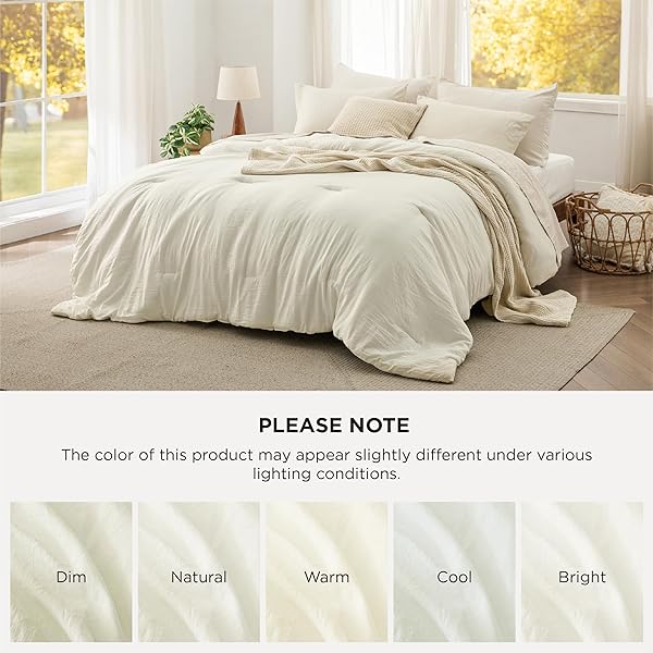 BEDSURE CALIFORNIA KING COMFORTER SET, IVORY SOFT PREWASHED BEDDING FOR ALL SEASONS, 3 PIECES GENTLESOFT™ BED SET, 1 LIGHTWEIGHT COMFORTER (104″X96″) AND 2 PILLOWCASES (20″X36″)
