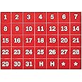 MasterVision Magnetic 1-31 Calendar Board Numbers, Set of 35-1" Calendar Dates, White on Red, Perfect Magnets for Dry Erase Planning Boards
