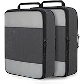 Compression Packing Cubes for Travel Essentials, 2 Set Expandable Compression Bags for Travel Packing Cubes for Suitcase Luggage Organizer Bags, Black Mesh