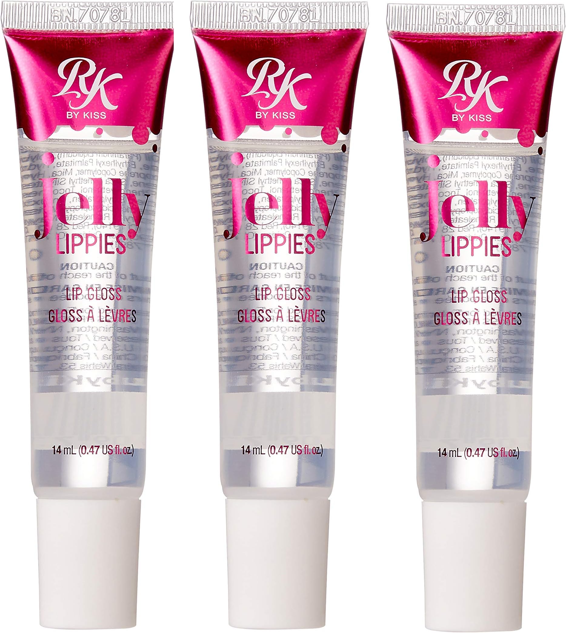 Ruby Kisses Jelly Lippies Lip Gloss RCLG01 14mL /0.47 fl.oz. (3 PACK)