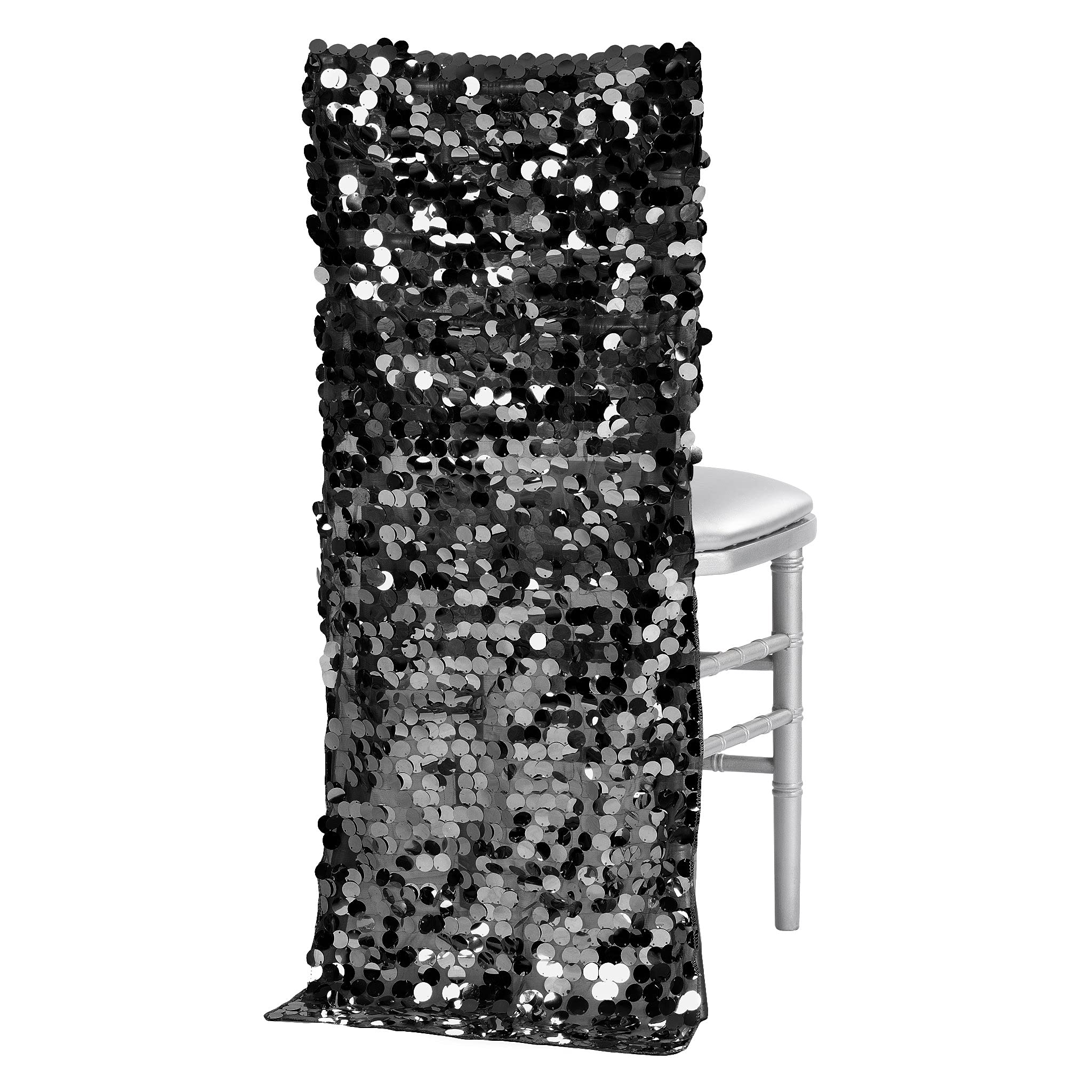 Sequin Chiavari Chair Back Cover - 38cm | Black | 1 Pc.