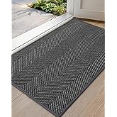 Color&Geometry Ultra Thin Indoor Door Mat 24"x36", Machine Washable Front Door Mat Non Slip, Low Profile Entrance Mat Indoor, Absorbent Carpet for Inside, Entry, Entryway, Dark Grey (FOLD)