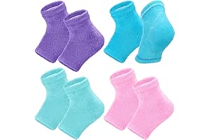 Chuarry 4 Pairs Moisturizing Fuzzy Socks for Dry Cracked Feet, Open Toe Socks Gel Socks with Essential Oils, Spa Moisture Cracked Heel Repair Socks for Women Dry Heels Overnight(Multicolor)