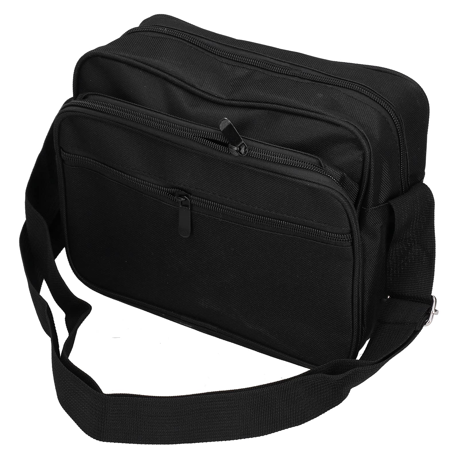 Black Canvas Tool Bag with Shoulder Strap, Multiple Pockets Wear Resistant Material Practical Design for Easy Tool Storage and Carry