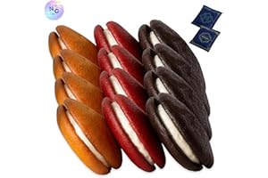 NOBLE CRUNCH Whoopie Pies Variety Pack - Individually Wrapped - Red Velvet (4ct) - Vanilla (4ct) - Chocolate (4ct) - Organic Yerba Mate Tea bags (Lemon, Green) - 12 Pack