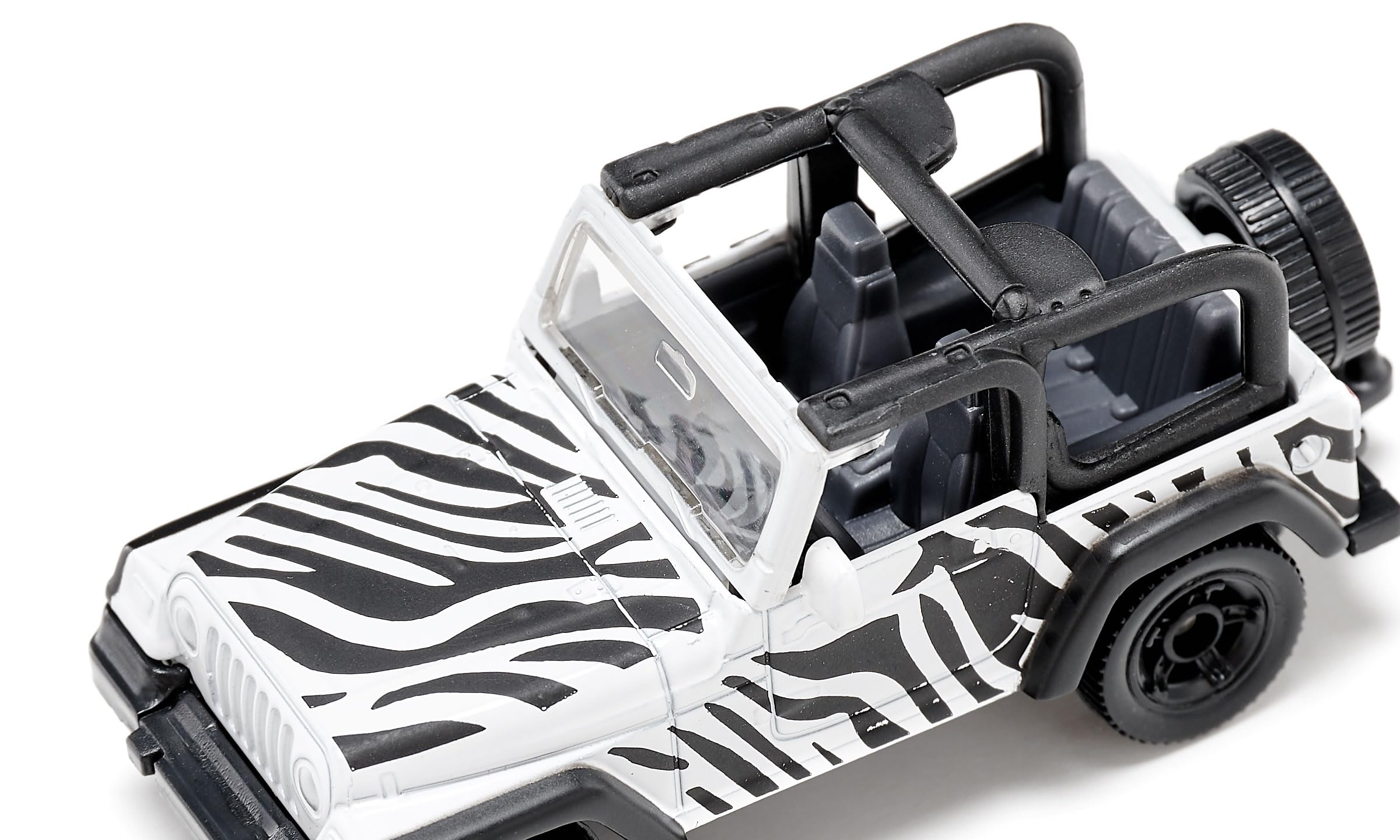 siku 1546, Jeep Wrangler Safari, Metall/Kunststoff, Schwarz/Weiß, Spielzeugauto für Kinder, Anhängerkupplung 5