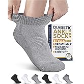 Pembrook Ankle Diabetic Socks for Women and Men - 6 Pairs | Low Cut Neuropathy Socks for Women | Smooth Toe Seams