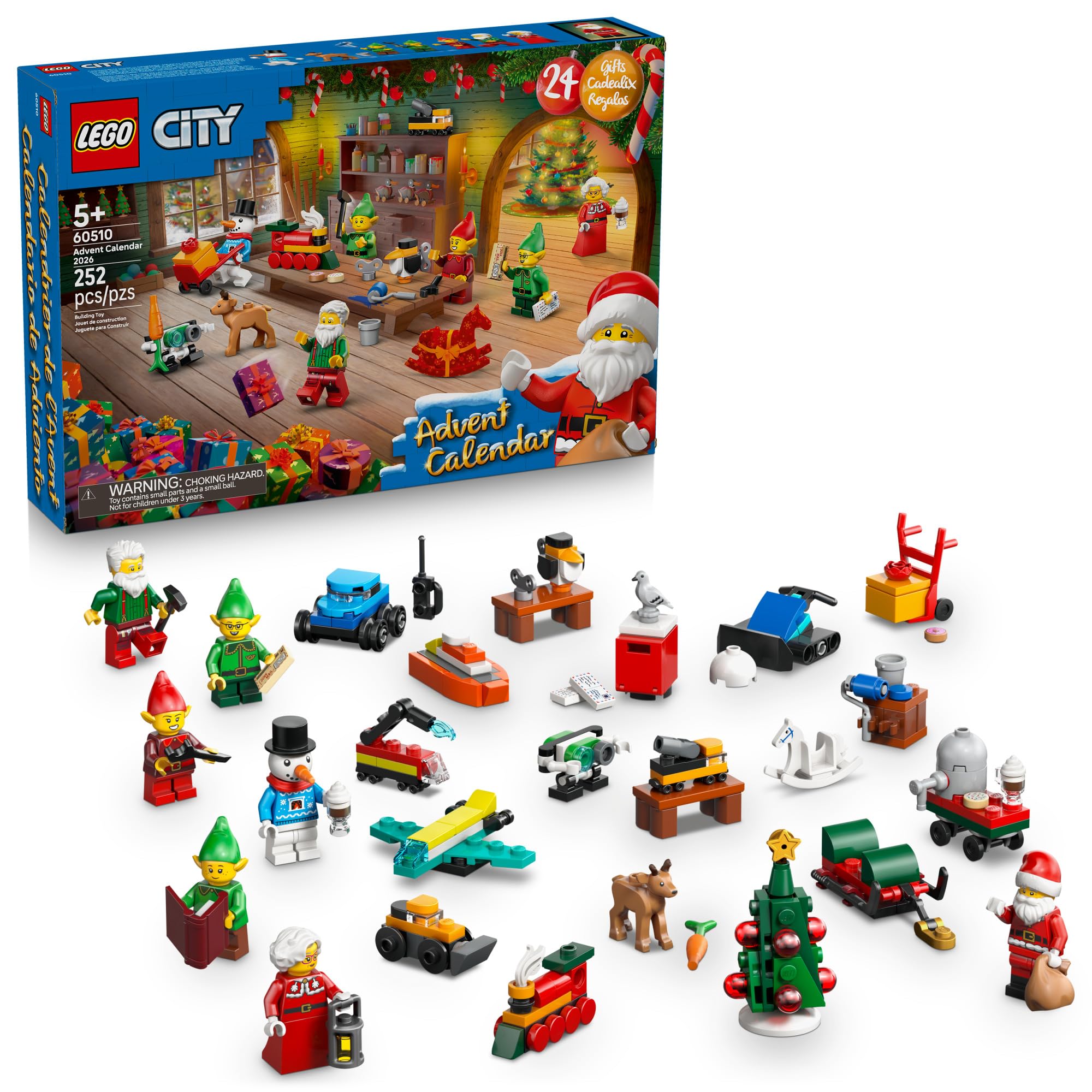 LEGO City Advent Calendar 2026 60510 | 어린이, 조립 장난감, 남아 및 여아용 크리스마스 재림절 달력, 만 5세 이상, 휴일 가족 활동, 미니 피규어 6개, 252피스