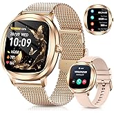 GLPYR Smart Watches for Women, 1.72" Smart Watch for Android Phones with Heart Rate/Sleep Monitor, 100+ Sports Modes, IP68 Waterproof, Fitness Watch with Free APP Compatible Android iOS (Gold)