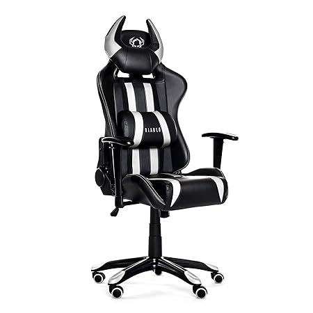 Diablo X-One Horn Gaming Stuhl Bürostuhl Wippfunktion verstellbare Armlehnen Lendenkissen Kunstleder Farbwahl (schwarz/weiß)