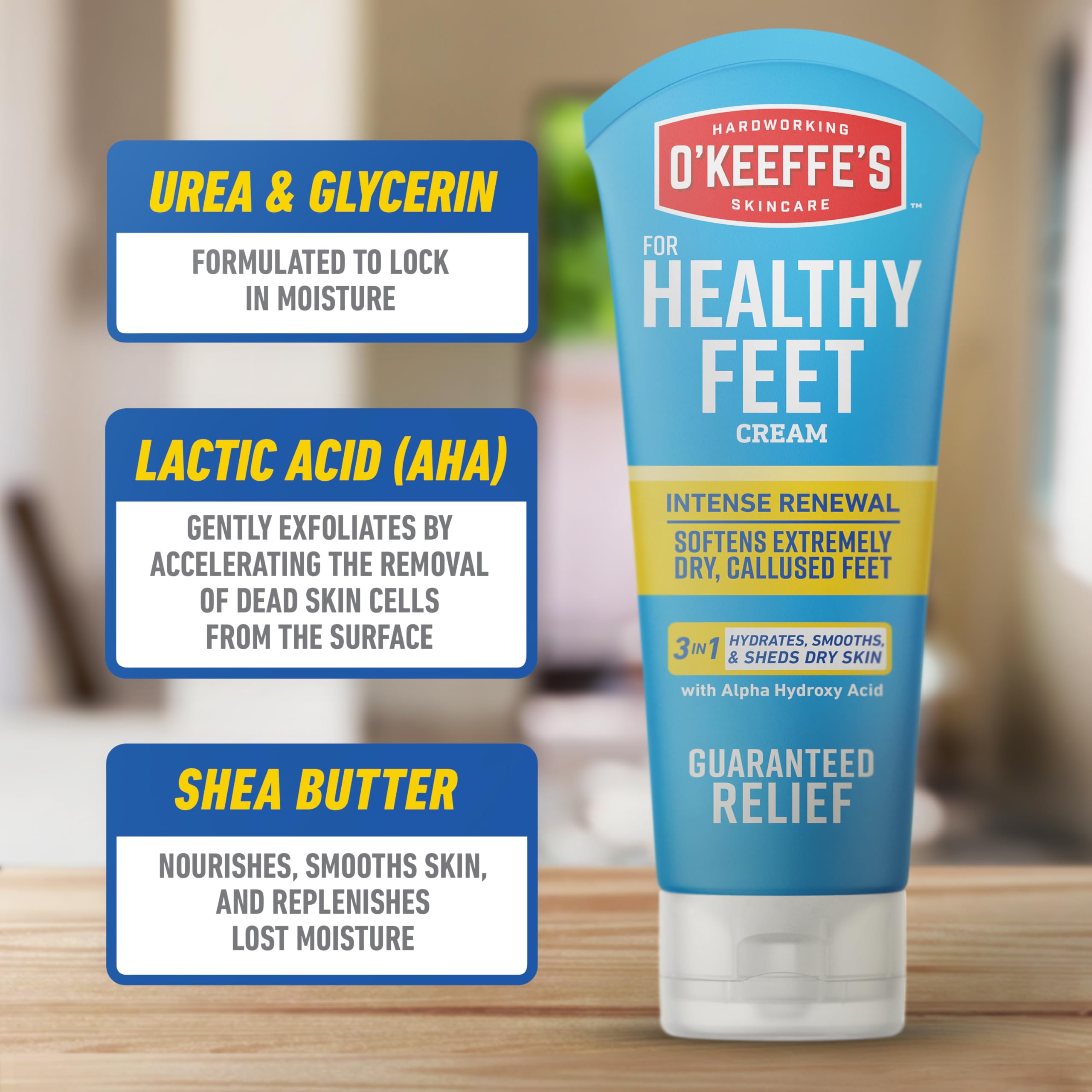 O’Keeffe’s for Healthy Feet Heel Repair Kit with Urea & Lactic Acid – (1 Pair) Reusable Foot Sleeves + 3 oz. Intense Renewal Foot Cream, Exfoliates & Softens Dry Heels