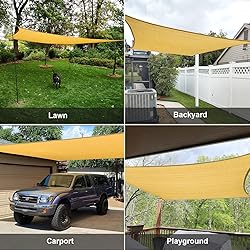 SUNLAX Sun Shade Sail,8'x10' Sand Rectangle Canopy
