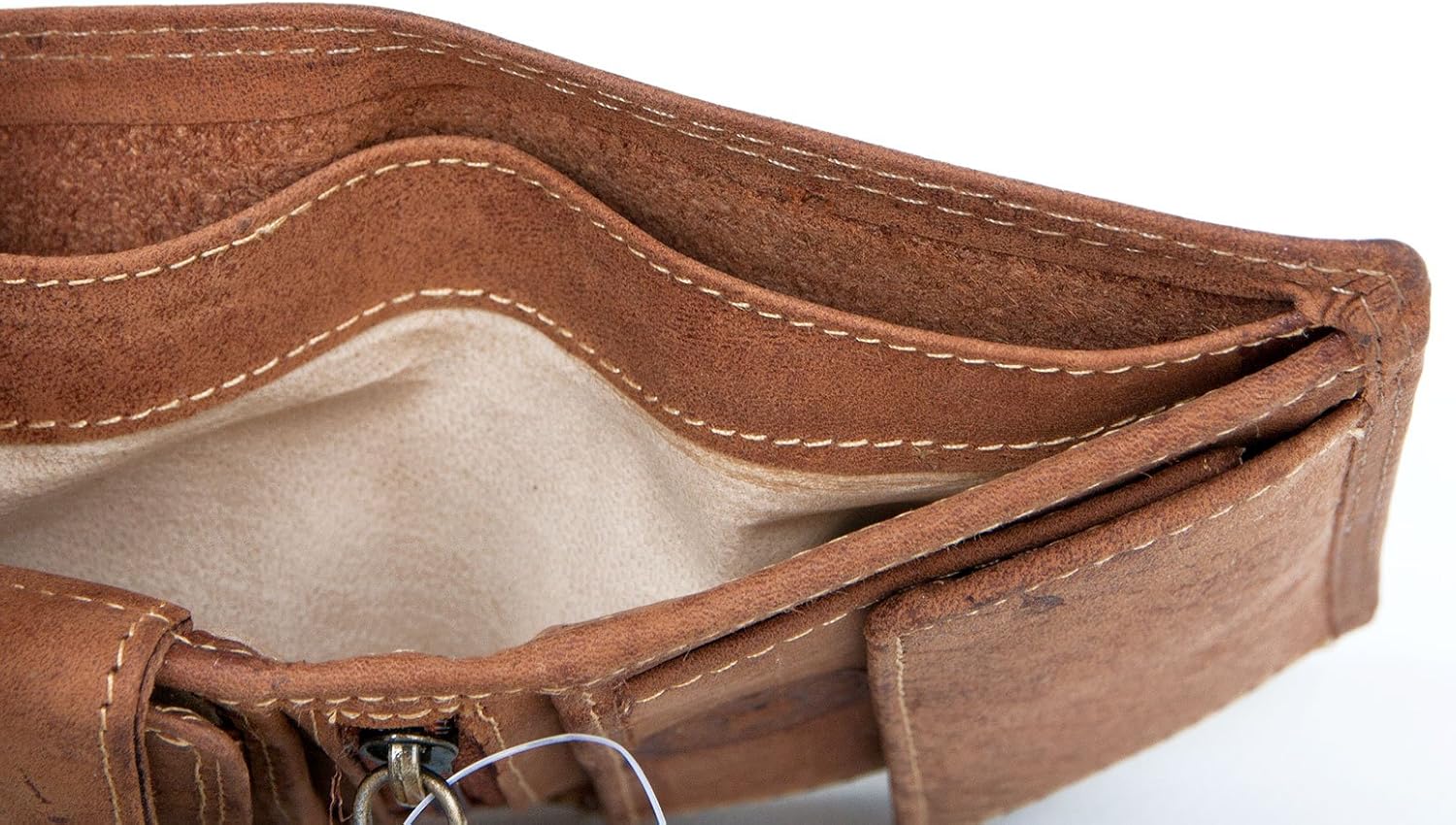 Tan Trifold Vertical Designed Genuine Leather Pocket Size Wallet Wild, Light Brown - Image 5