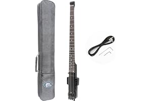Batking Travel Bass Guitar Electric Headless Bass, 4 Strings Electric Bass with Gigbag & Truss Road & Wire