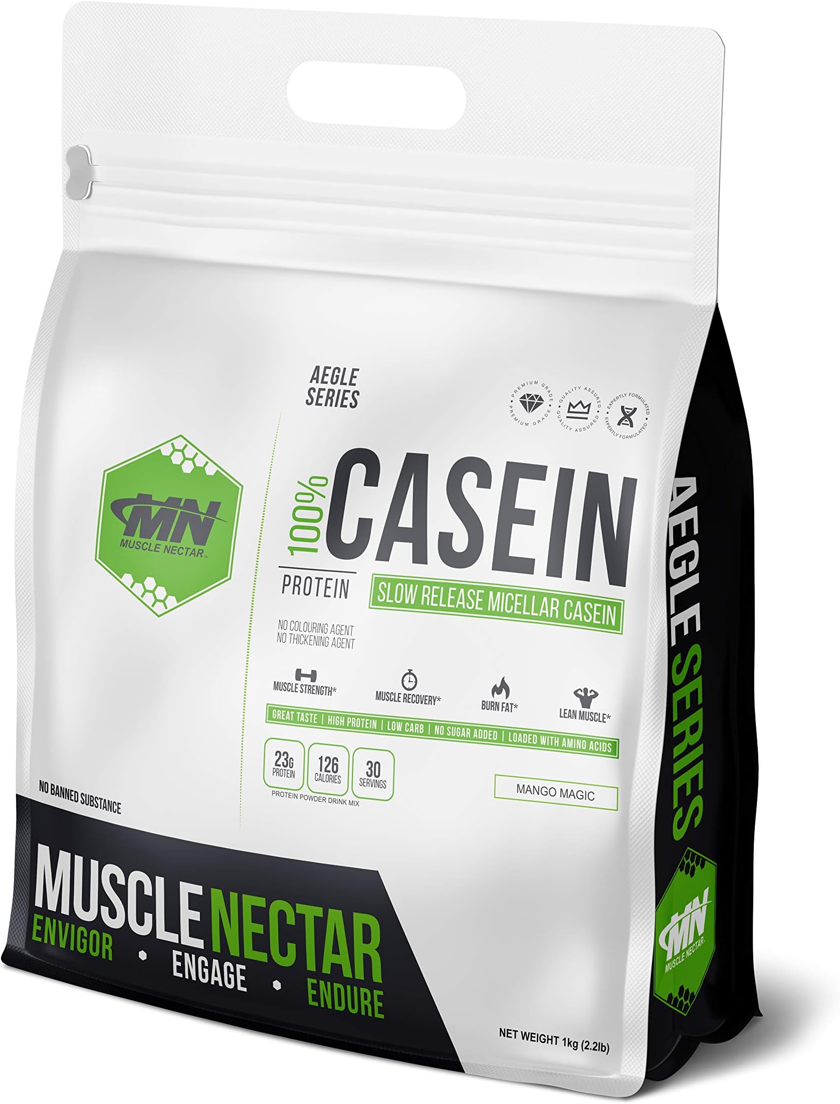Muscle Nectar (MN) Micellar Casein, Slow Release Protein for Men & Women (Mango Magic, 1kg (2.2lb))