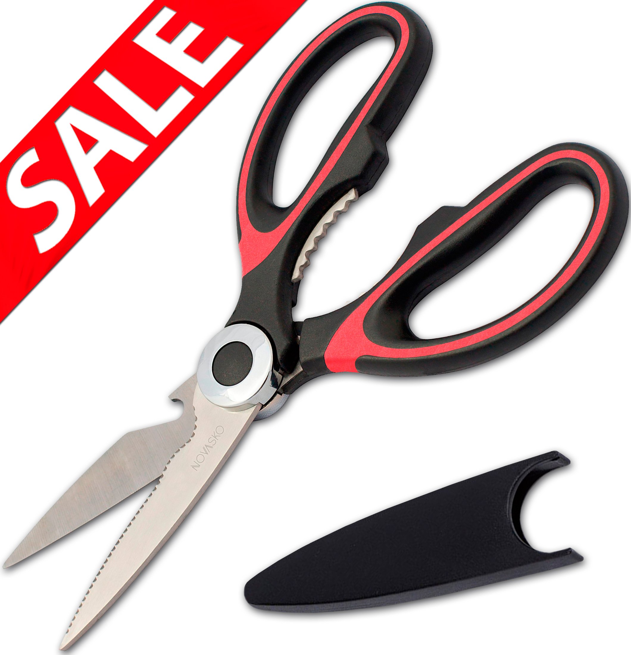 NOVASKO Premium Heavy Duty Kitchen Shears (Black/Red) Instant Pot