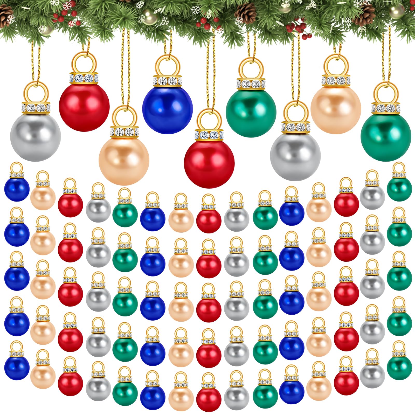XIMISHOP 120PCS 16mm Christmas Mini Balls Ornaments,Colorful Miniature Xmas Balls Baubles Tiny Shatterproof Christmas Tree Hanging Balls Pendant for Xmas Tree Balls Decorations
