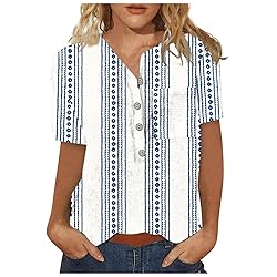 Blue Summer Tops for Women 2023 Spring Striped with