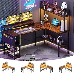 Aheaplus L Shaped Gaming Desk with Power Outlets