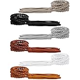 Geyoga 6 Pieces Women's Waist Belt Braided Woven Tassels Chain PU Leather Rope Skinny Tie Boho Fringe Belt for Skirt Dress