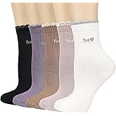 Mcool Mary Womens Socks, Ruffle Turn-Cuff Casual Ankle Breathable Cool Knit Cotton Lettuce Crew Frilly Sock 6 Pack